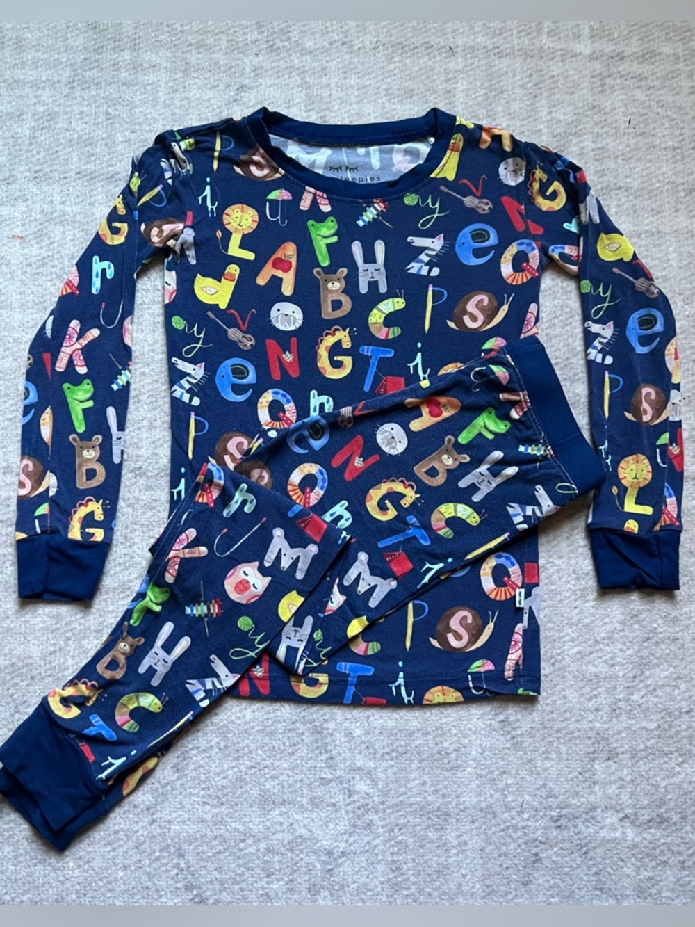 Little Sleepies Navy Alphabet Friends Bamboo Two-Piece LS Pajamas (4T)